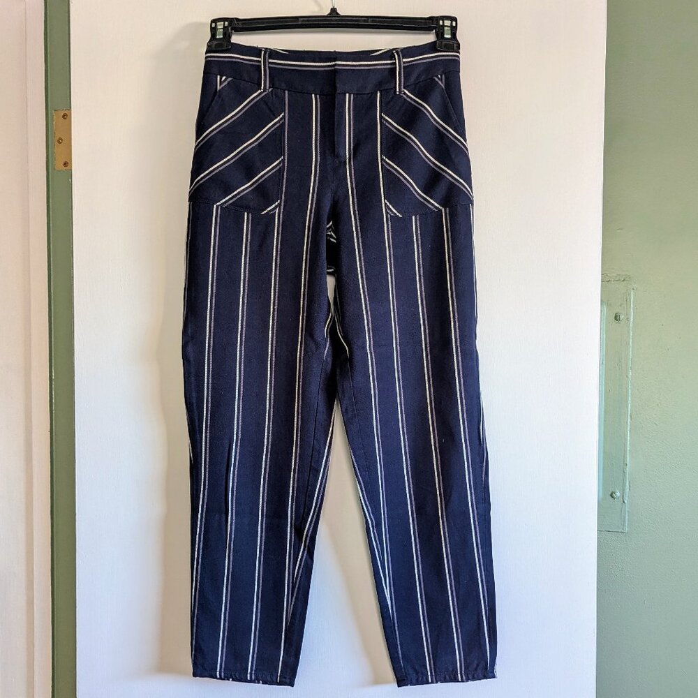 Anthropologie Cartonnier striped navy pants Size XXS/00 petite